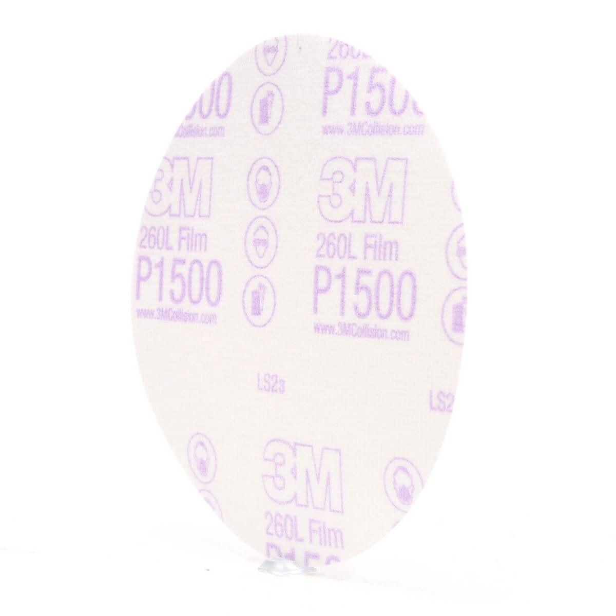 3M 260L 00950 Hookit Finishing Film Abrasive Disc, Aluminum Oxide, P1500, White, 6 in, Clear Coat Sanding, Paint Finishing, Defect Removal (7000000566) (400 Pack) - 3