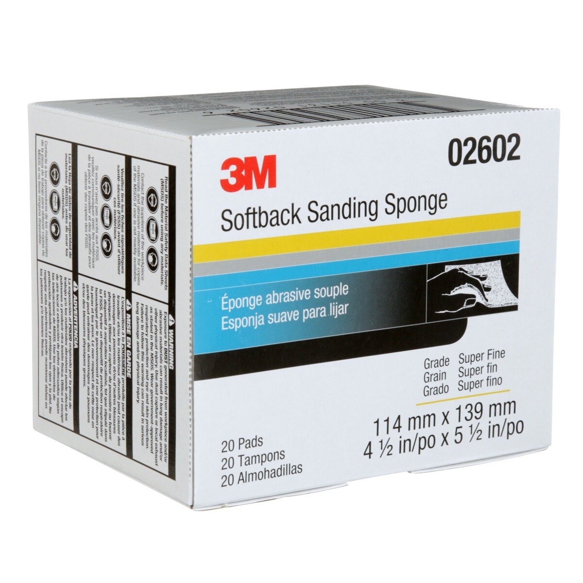 3M 02602 2602 Softback Sanding Sponge Superfine Gray 4-1/2 in x 5-1/2 in Wet or Dry Hand Sanding (7000000588) (120 Pack) - 5