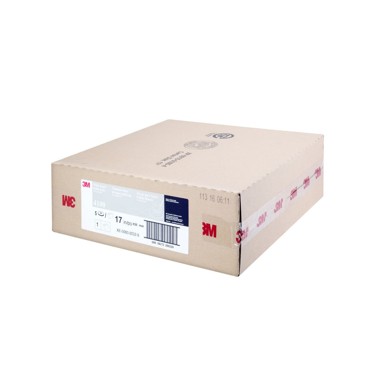 3M 4100 White Super Polish Pad, White, 13 in (7000000684) (5 Pack) - 4