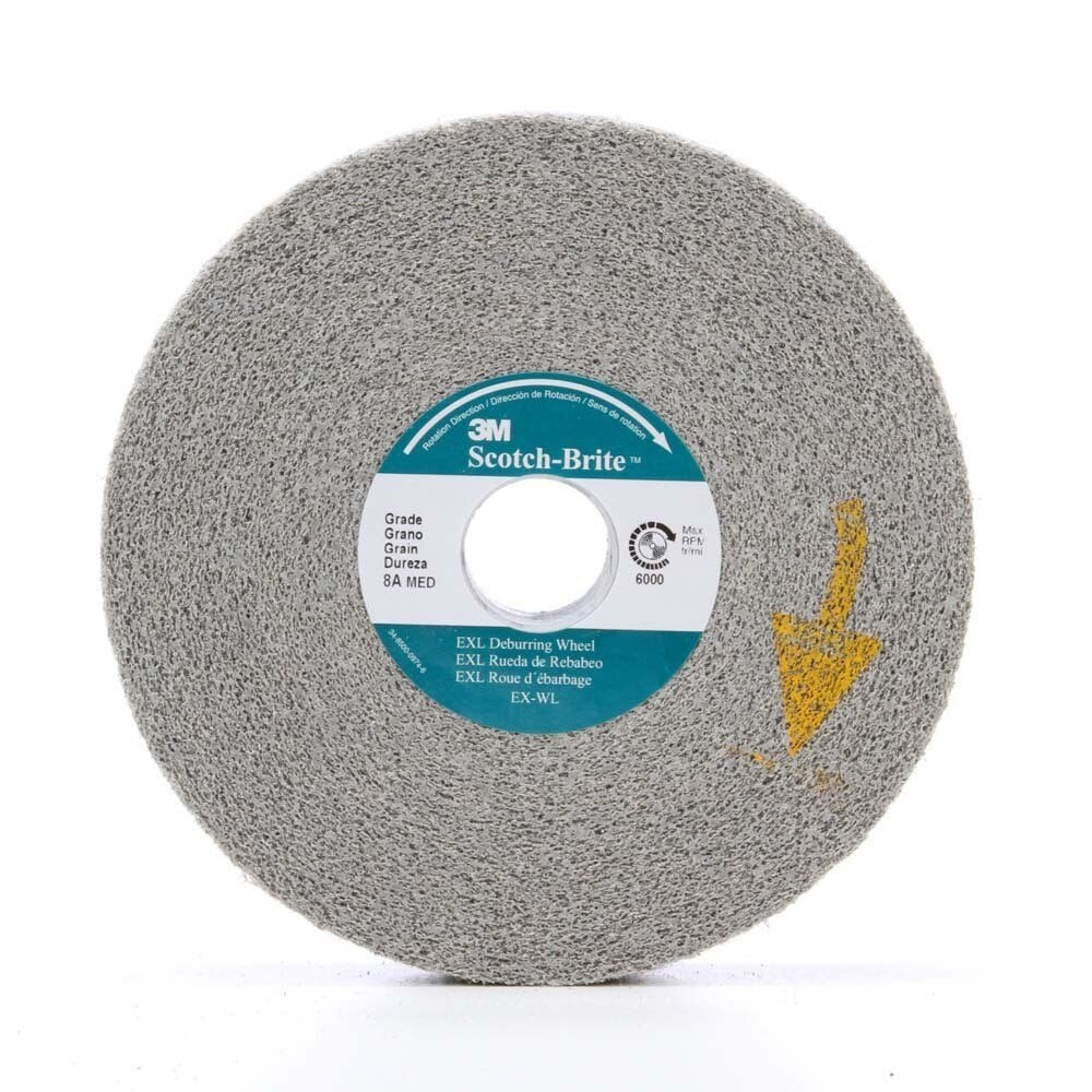 3M XL-WL Cubitron EXL Deburring Wheel - 8A Medium Grit Aluminum Oxide - Metal Deburring, Finishing and Polishing Wheel - Convolute - 6" x 1" x 1" (7000000734) (3 Pack) - 3