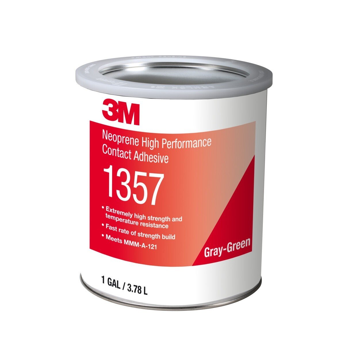 3M 1357 Neoprene High Performance Contact Adhesive, Gray-Green, 1 Gallon Can (7000000803) - (4Pack)