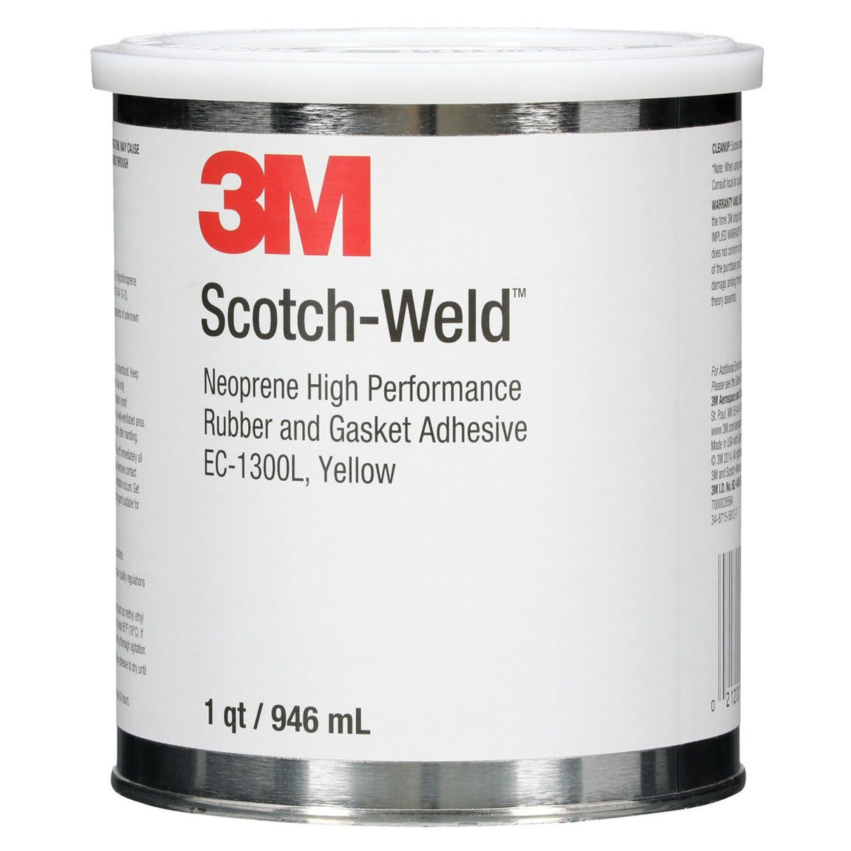 3M 1300 Scotch Neoprene Rubber and Gasket Adhesive, Yellow, 1 Quart Can (1300L) (7000000806) - (12Pack)