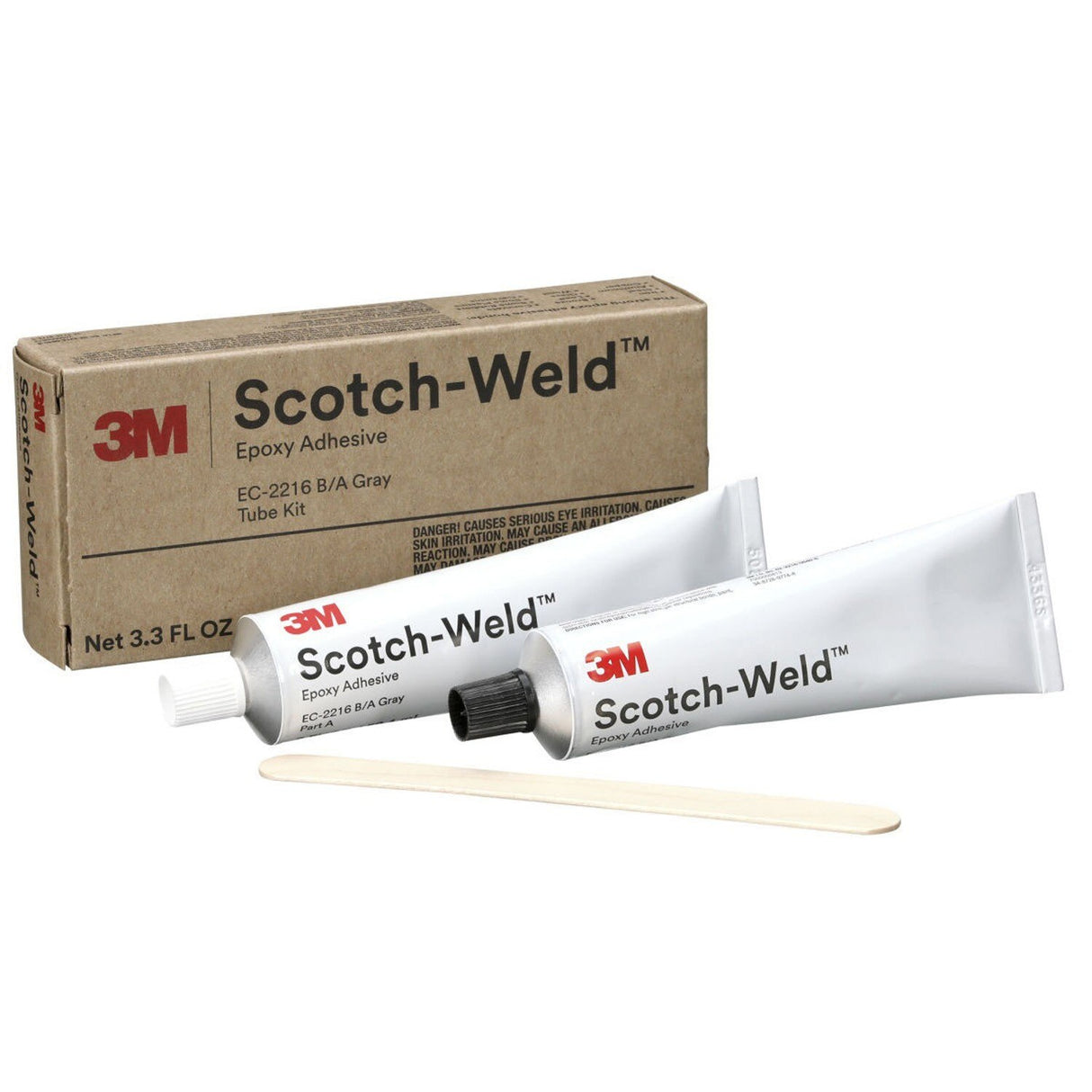 3M 2216 Epoxy Adhesive, Gray, Part B/A Tube Kit, 2 fl oz (59.1 mL) (7000000812) (36 Pack) - 4