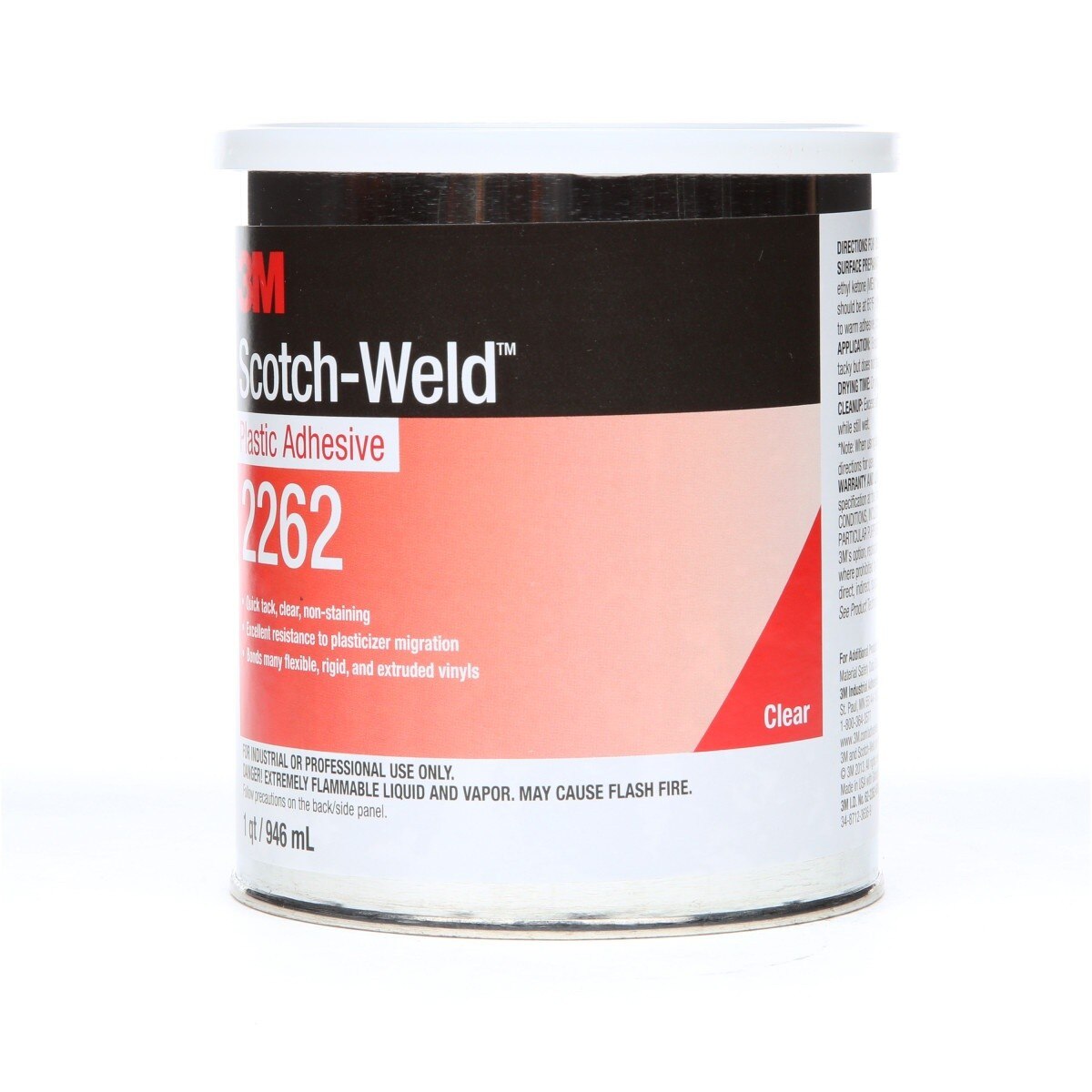 3M 2262 Plastic Adhesive Clear 1 Quart Canister (7000000818) - (12Pack) - 3