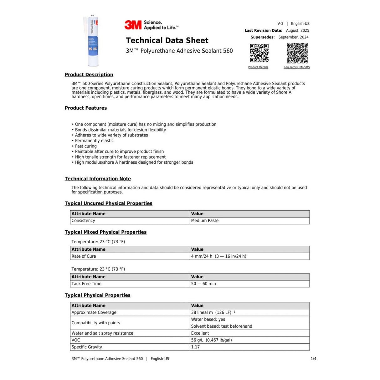 3M Polyurethane Adhesive Sealant 560, White, 310 mL Cartridge (560) (7000000945) - (12Pack) - 4