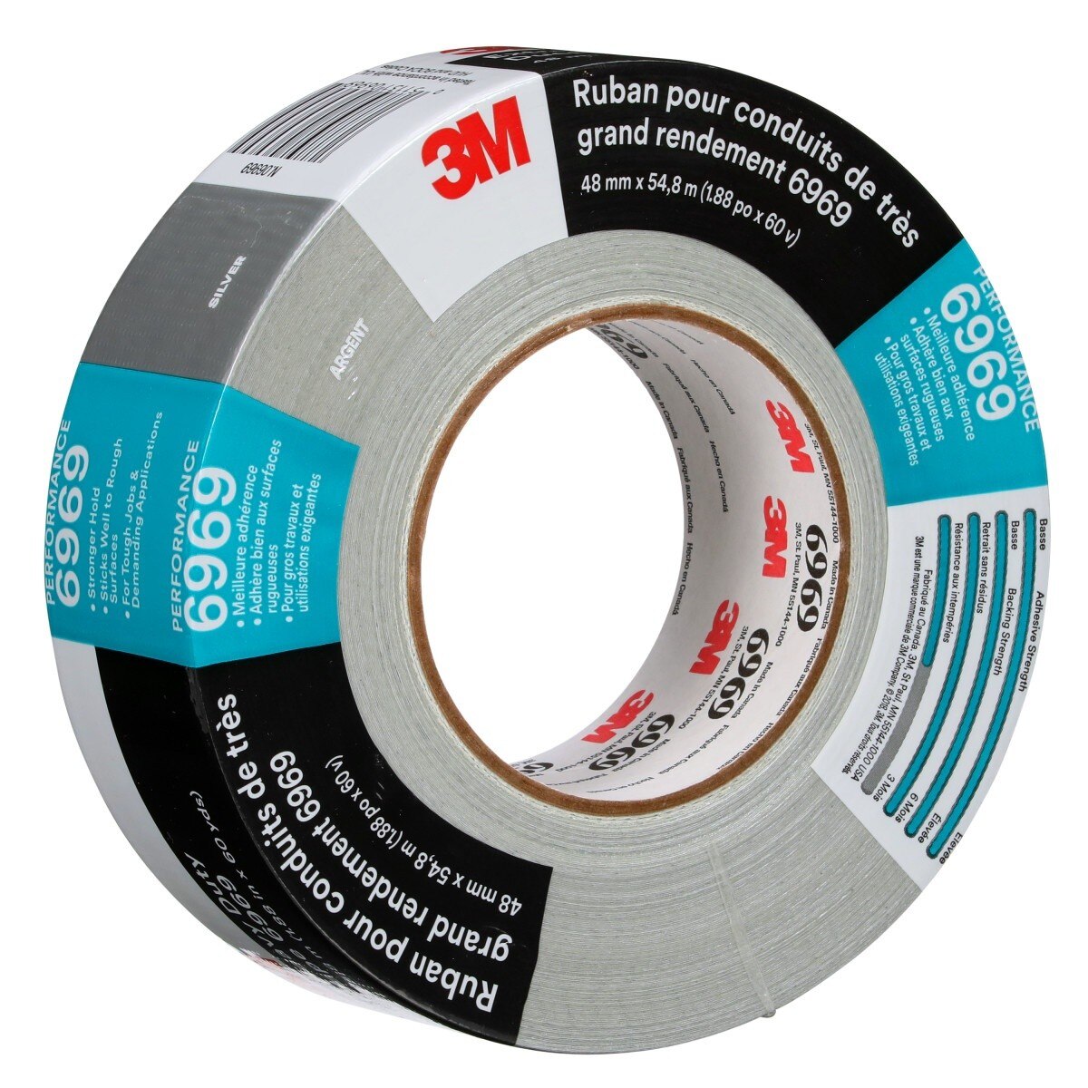 3M 6969 Extra Heavy Duty Duct Tape, Silver, 48 mm x 54.8 m, 10.7 mil (7000001230) - (24Pack) - 2