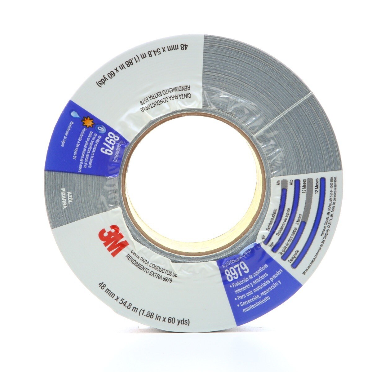 3M Performance Plus Duct Tape Heavy Duty, Slate Blue, 48 mm x 54.8 m, 12.1 mil, 6 Month Clean Removal, UV Resistant (8979) (7000001330) - (24Pack) - 9