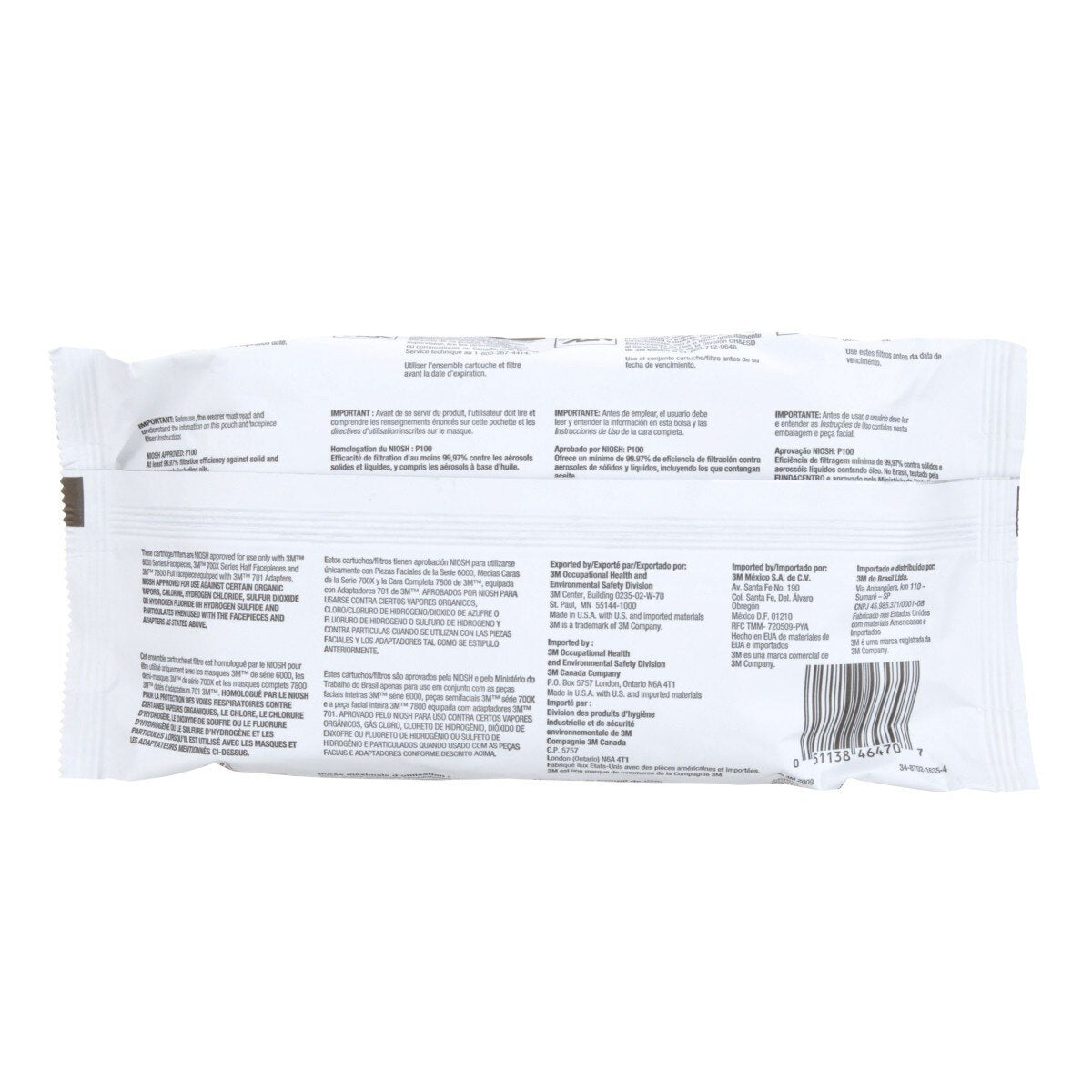 3M 60928 Organic Vapor Acid Gas Cartridge Filter P100 Bayonet (7000002009) (1 Pair) - (30Pack) - 7