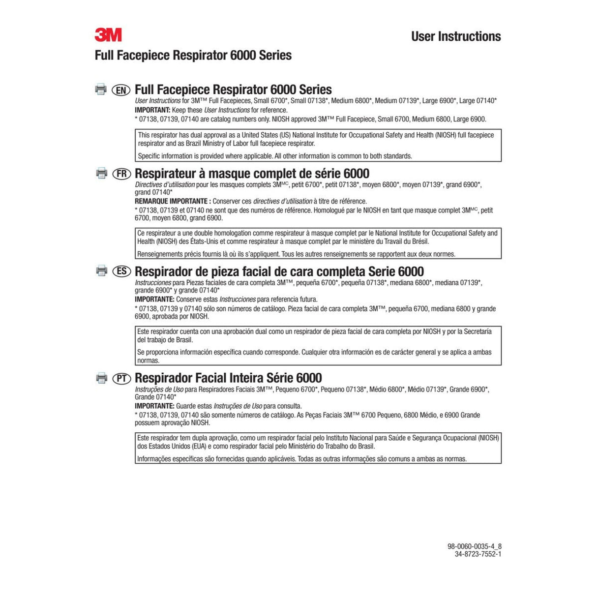 3M 6700 Full Facepiece Reusable Respirator 6000 Series, Small, Gray, Bayonet Connection, Cool Flow Valve (7000002029) (4 Pack) - 9