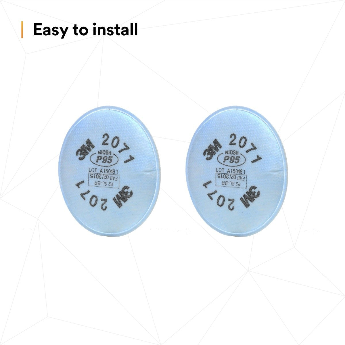3M 2071 54356 Particulate Filter P95 Bayonet Reusable Respirator Filter (7000002058) (100 Pack) - 7