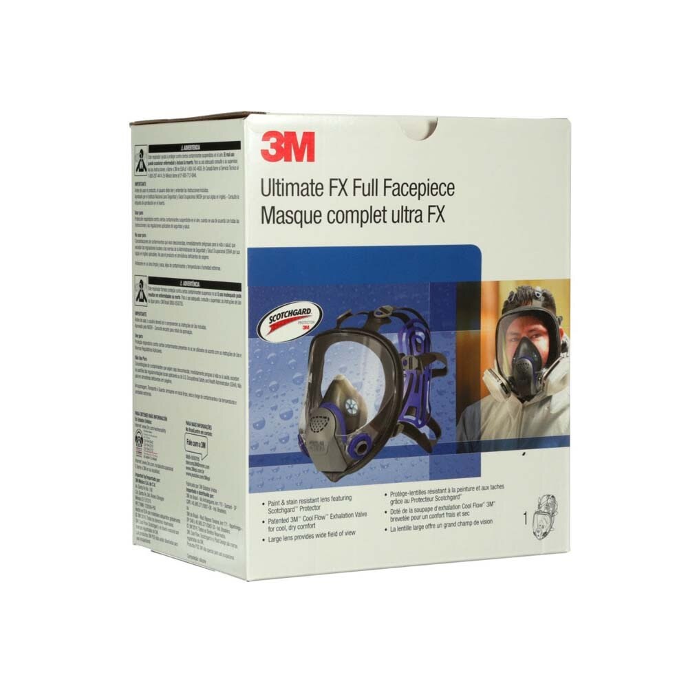 3M FF-402 Ultimate FX Full Facepiece Reusable Respirator , NIOSH Certified with Six-Strap Harness and Cool Flow Valve (Medium) (7000002284) - (4Pack) - 5