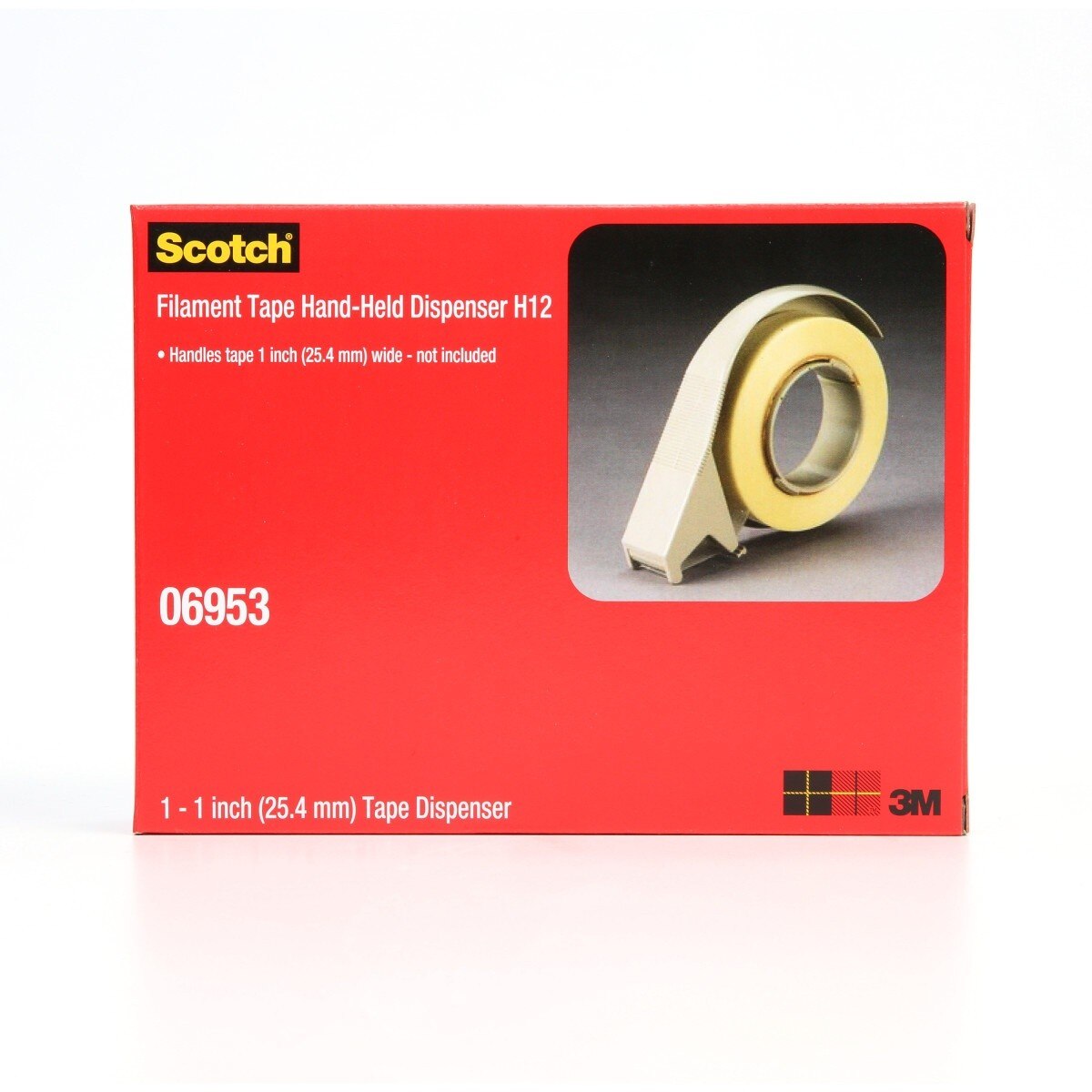 3M H12 Scotch Filament Tape Hand Dispenser, 1 in, Gray (7000005393) - (6Pack) - 2