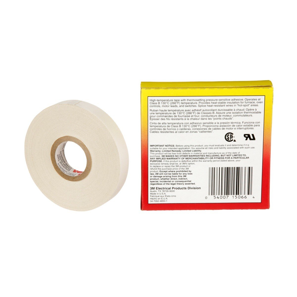 3M Scotch Glass Cloth Electrical Tape 27, 1/2 in x 66 ft, 7 mil, White, Rubber Adhesive, High Temperature (27-1/2"X66') (7000005814) - (10Pack) - 4