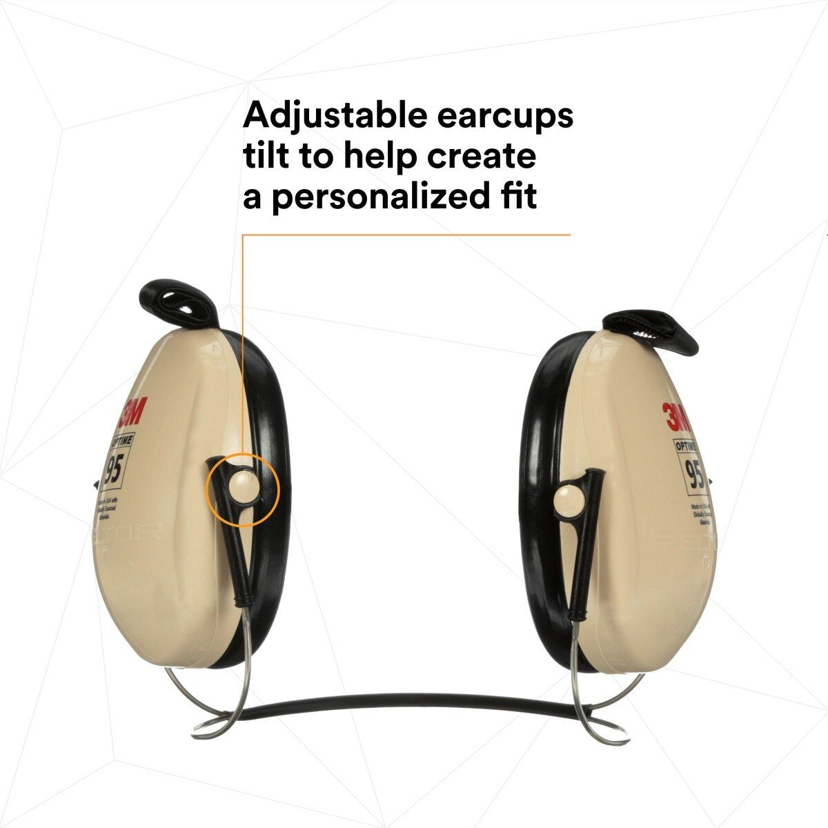 3M 7000009666 PELTOR Optime 95 Behind-the-Head Earmuffs, 21 dB NRR, Adjustable Earcups, Beige - (10Pack) - 3
