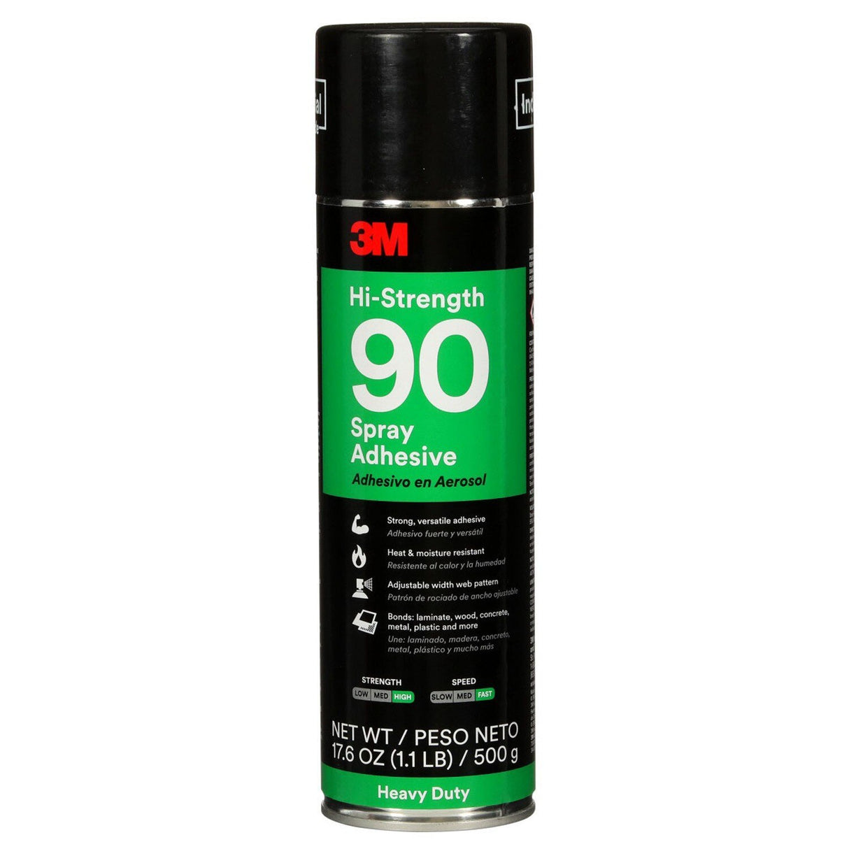3M 90 Hi-Strength Spray Adhesive, Clear, 24 fl oz Can (Net Wt 17.6 oz) (30023) (7000023924) - (12Pack)