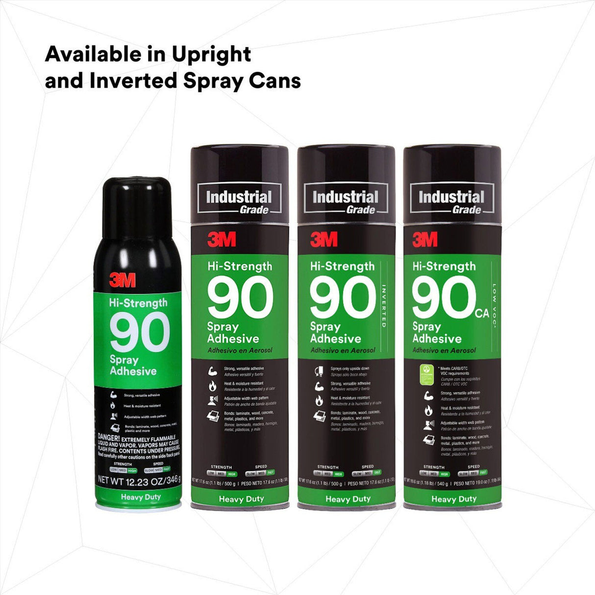 3M 90 Hi-Strength Spray Adhesive, Clear, 24 fl oz Can (Net Wt 17.6 oz) (30023) (7000023924) - (12Pack) - 8