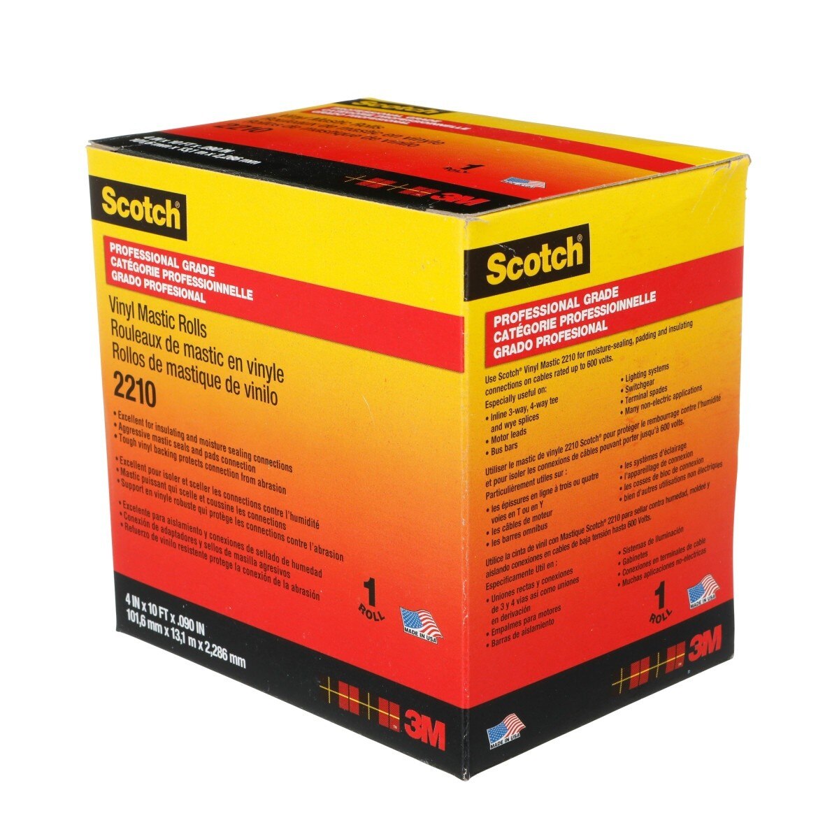 3M Scotch 2210 Vinyl Mastic Roll Electrical Tape, Self-Fusing Mastic, Black, 4 in x 10 ft (2210-4X10FT) (7000026559) - (10Pack) - 5