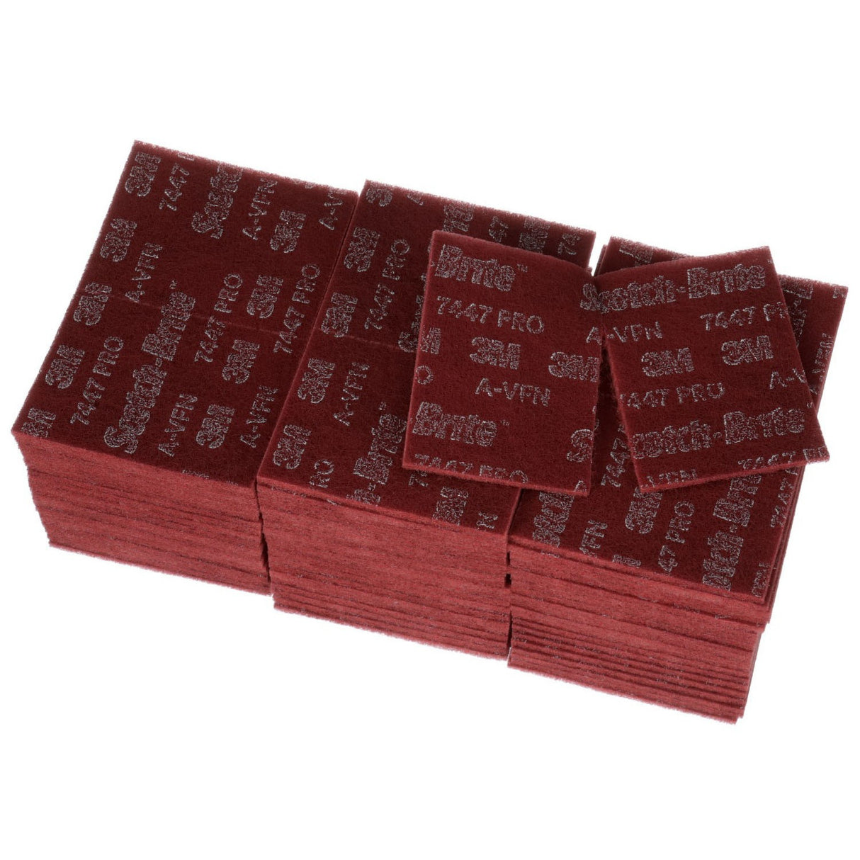 3M HP-HP 7447 Scotch-Brite General Purpose Hand Pad, Very Fine, Aluminum Oxide, Maroon, 6 in x 9 in (7000027560) (60 Pack) - 2