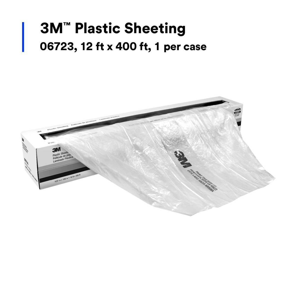 3M 06723 Plastic Sheeting, High Density Tear Resistant Durable Easy To Cut, Transparent, 12 ft x 400 ft (7000028280) - 2