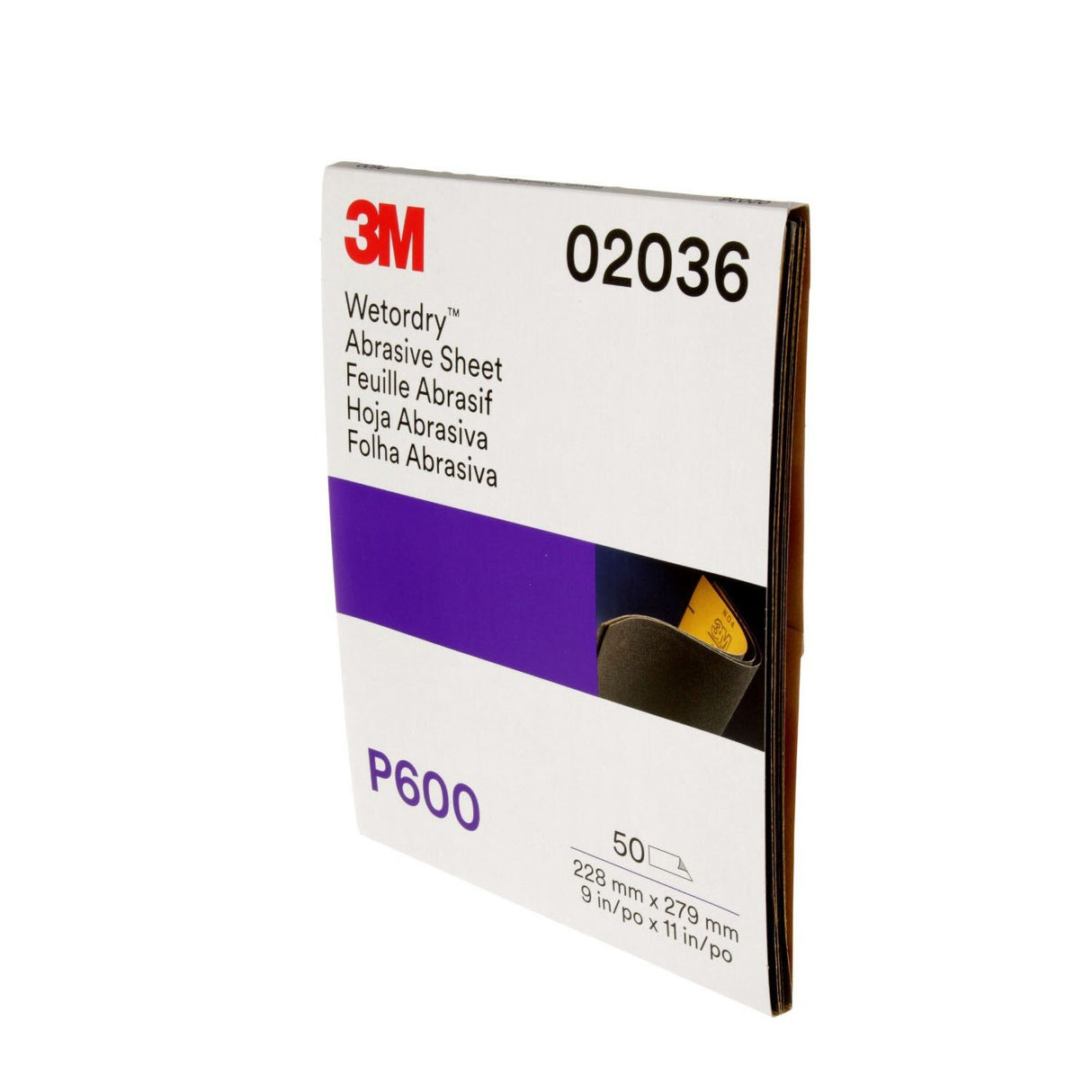 3M 02036 213Q Abrasive Sheet, P600, Wet/Dry Aluminum Oxide, Black, 9 in x 11 in (7000028325) (250 Pack) - 4