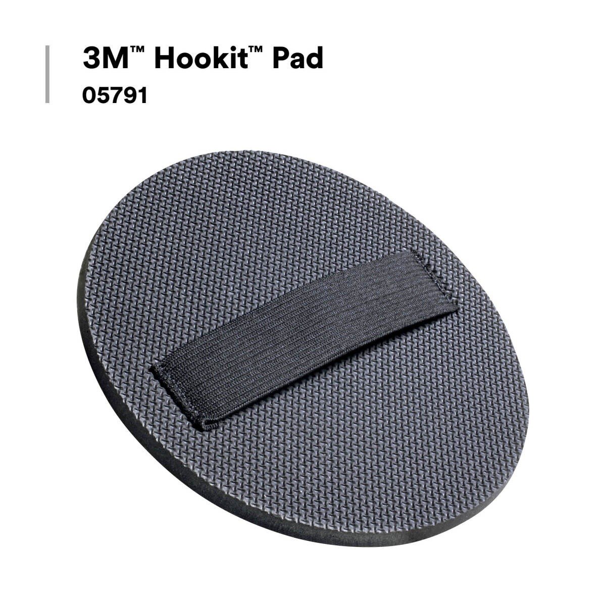 3M Hookit Hand Pad, Hook and Loop, Soft Foam Rubber, Black, 6 in, 1 in Strap (05791) (7000028382) - (20Pack) - 2