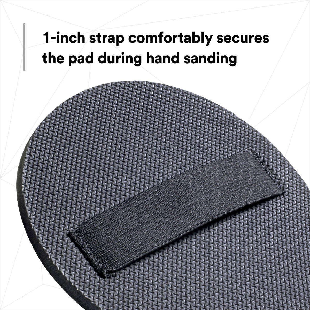 3M Hookit Hand Pad, Hook and Loop, Soft Foam Rubber, Black, 6 in, 1 in Strap (05791) (7000028382) - (20Pack) - 3