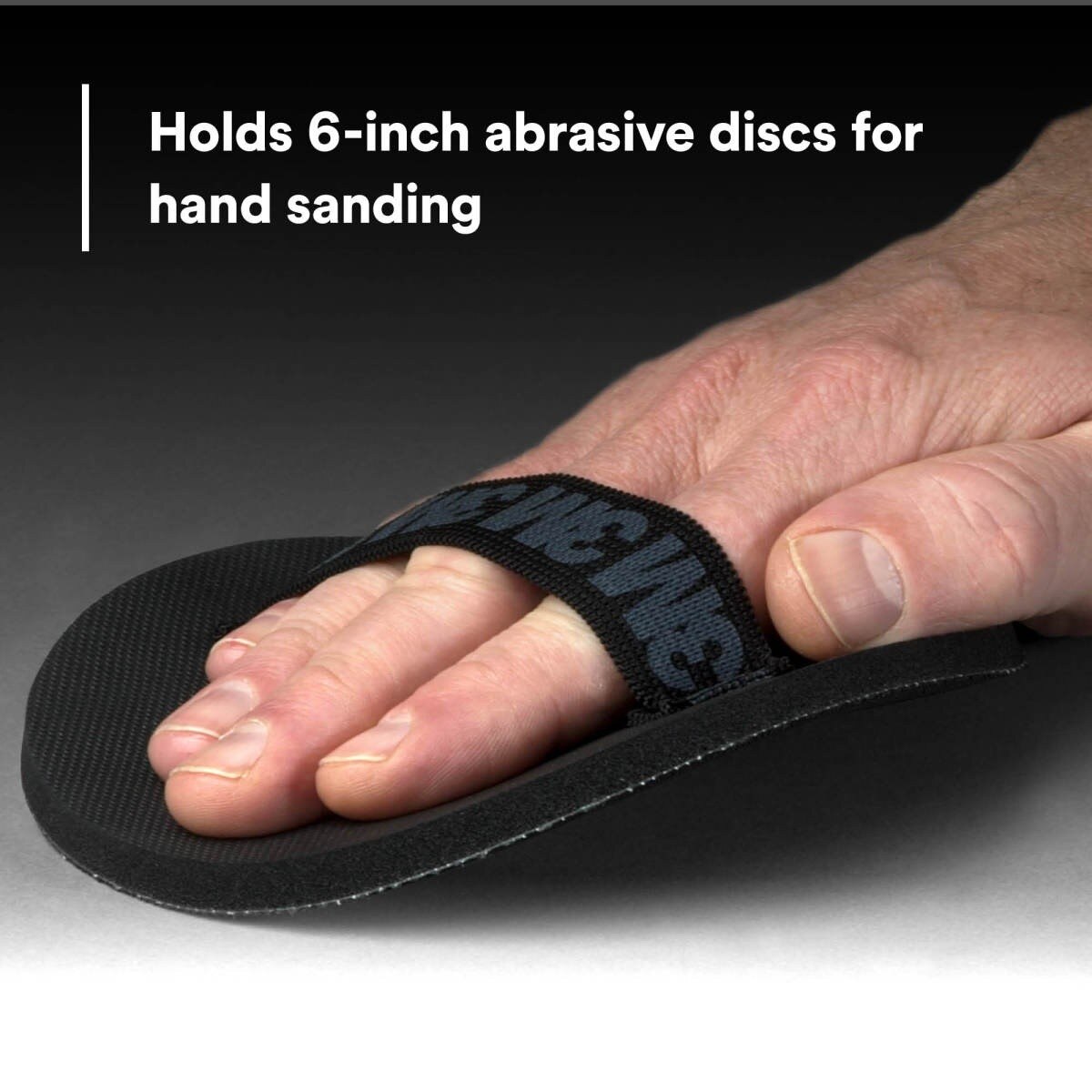 3M Hookit Hand Pad, Hook and Loop, Soft Foam Rubber, Black, 6 in, 1 in Strap (05791) (7000028382) - (20Pack) - 6
