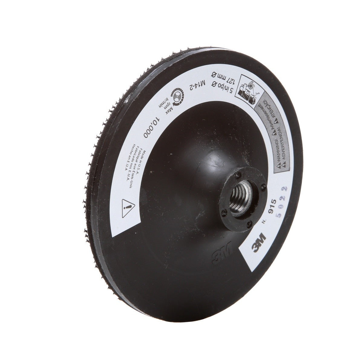 3M 05681 Disc Pad Holder 915 Hook and Loop Back up Pad for Grinding 5 in x 1/8 in x 3/8 in M14-2.0 Internal (7000028500) - 2