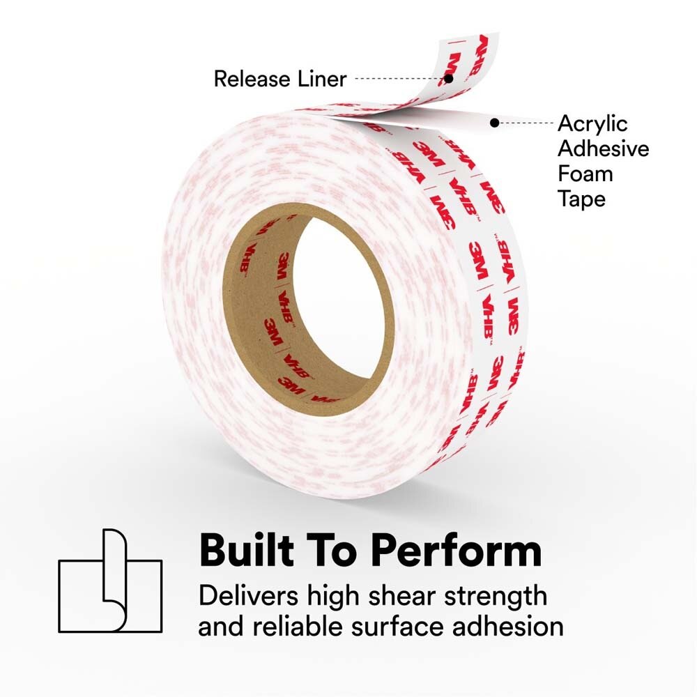 3M 4950 VHB Tape White, Mounting Tape 1 in x 36 yd 45.0 mil (7000028871) (9 Pack) - 5
