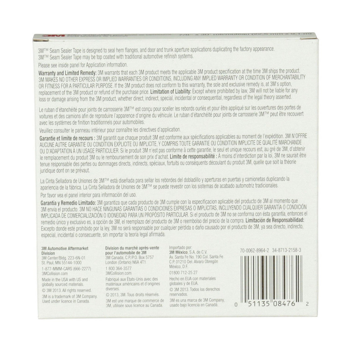 3M Seam Sealer Tape Roll, Rubber Backed, Solvent Activated Adhesive, 7/8 in x 30 ft (08476) (7000028970) - (12Pack) - 8