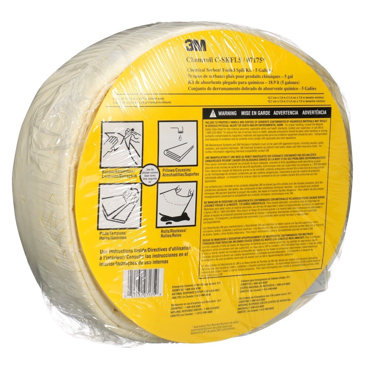 3M C-SKFL5 Chemical Sorbent Folded Spill Kit /07175 (7000029637) - (3Pack) - 9