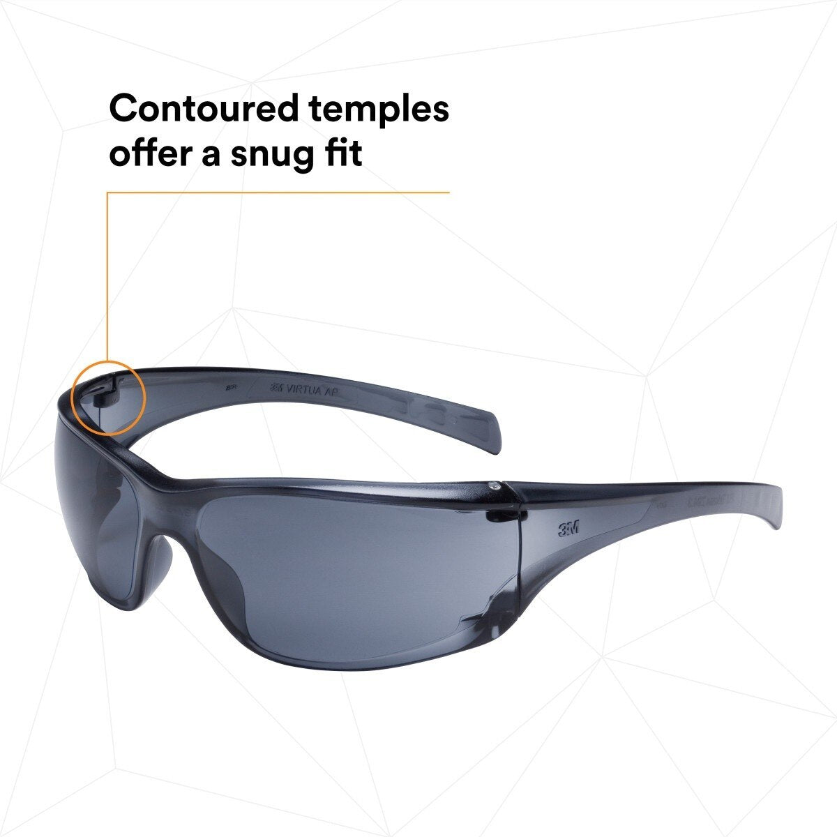3M 11815-00000-20 Virtua AP Protective Safety Glasses, Gray Hard Coat Anti-scratch Lens, Gray Frame, Polycarbonate, 99.9 Percent UV (7000030050) - (20Pack) - 5