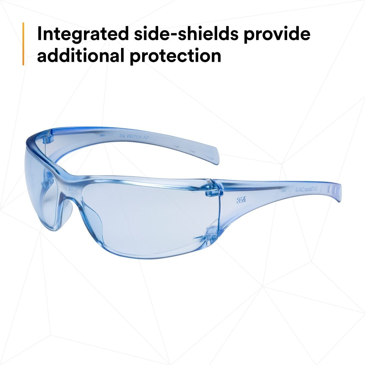 3M 11816-00000-20 Virtua Protective Eyewear, Light Blue Hard Coat Anti-Scratch Polycarbonate Lens, Blue Frame, Side Shields, ANSI Z87.1-2015, CSA Z94.3, 99.9% UV (7000030051) - (20Pack) - 3