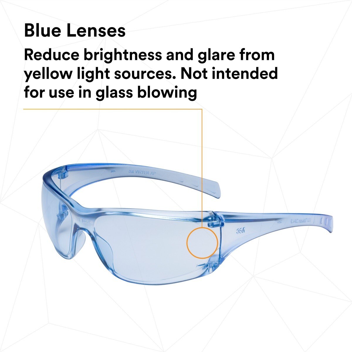 3M 11816-00000-20 Virtua Protective Eyewear, Light Blue Hard Coat Anti-Scratch Polycarbonate Lens, Blue Frame, Side Shields, ANSI Z87.1-2015, CSA Z94.3, 99.9% UV (7000030051) - (20Pack) - 6