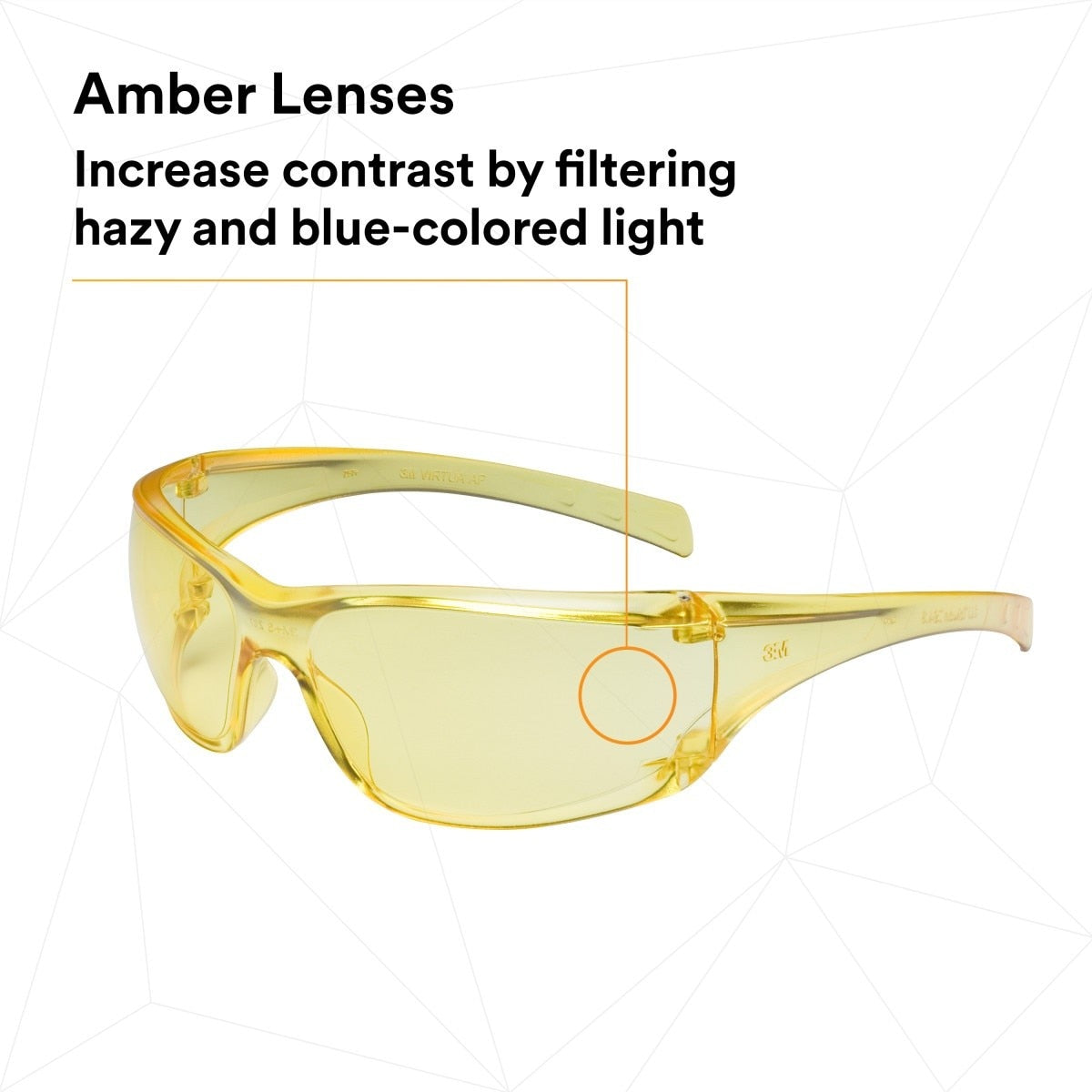 3M 11817-00000-20 Virtua AP Safety Glasses Amber Hard Coat Lens Amber Frame Anti Scratch (7000030052) (400 Pack) - 6