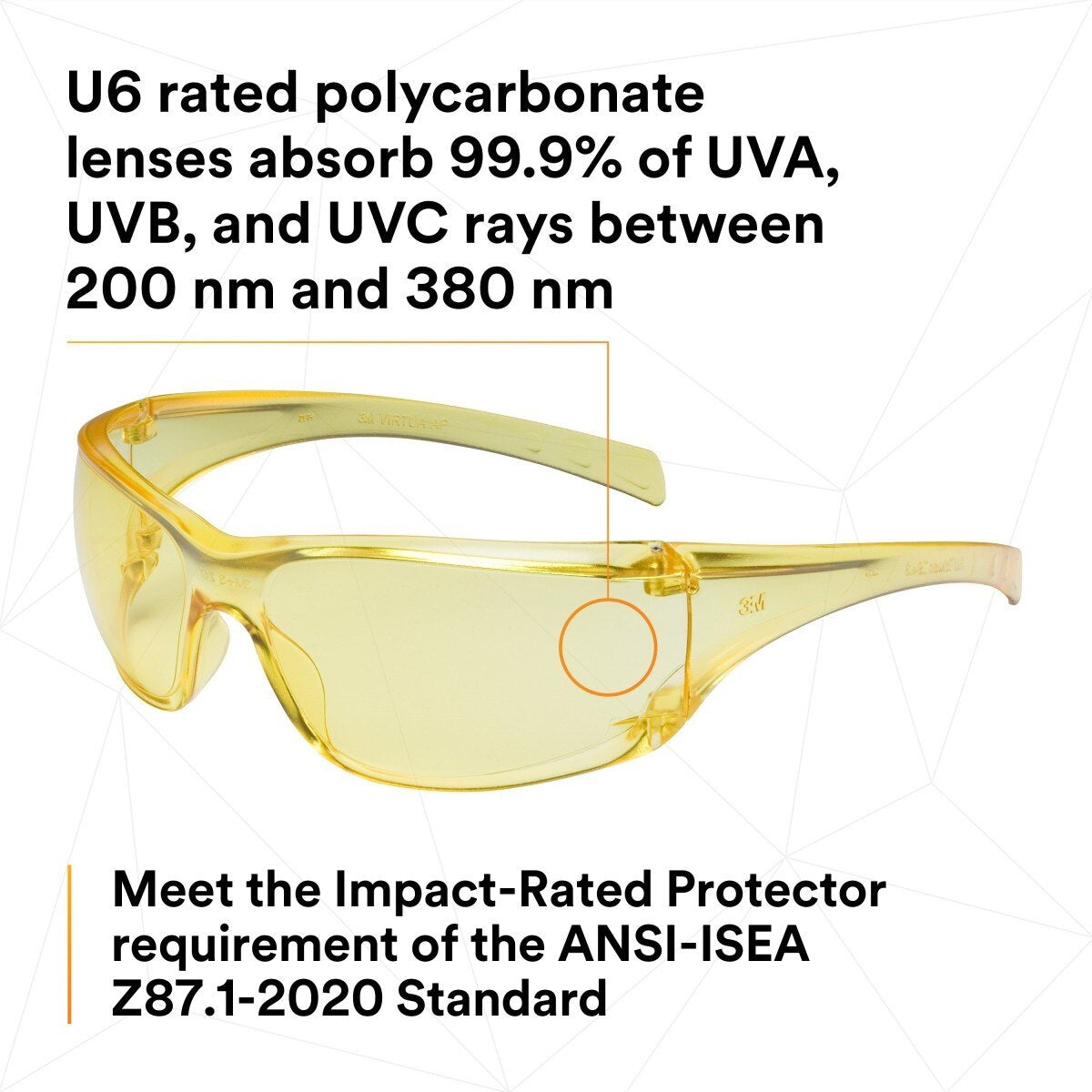 3M 11817-00000-20 Virtua AP Safety Glasses Amber Hard Coat Lens Amber Frame Anti Scratch (7000030052) (400 Pack) - 7
