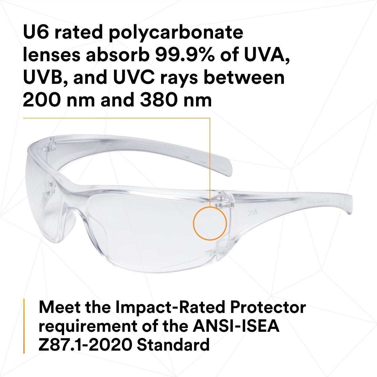 3M 11819-00000-20 Virtua AP AP Safety Glasses Clear Hard Coat Lens Clear Frame Side Shields (7000030054) - (20Pack) - 8