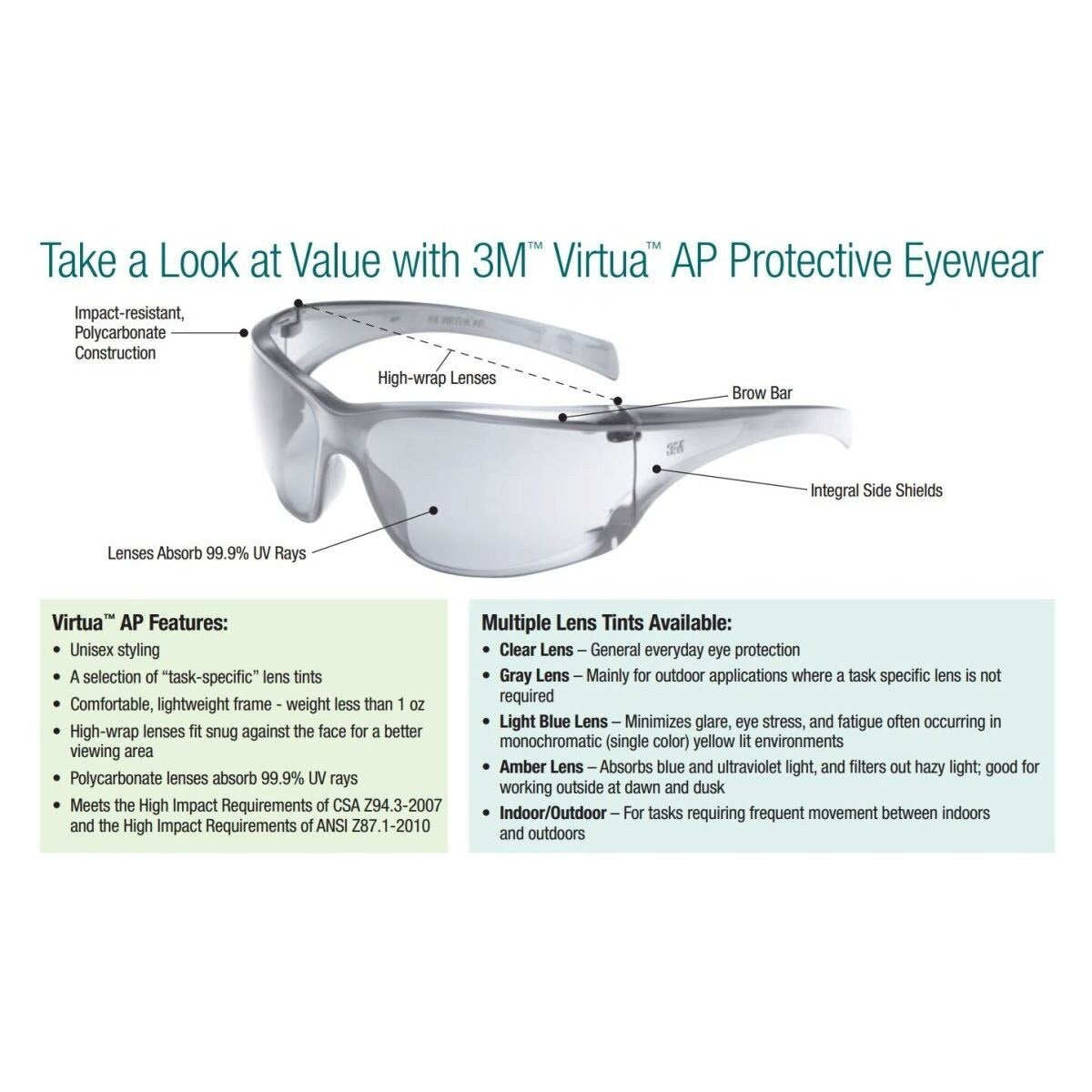 3M 11847-00000-20 Virtua AP Protective Safety Glasses, Indoor Outdoor Mirror Lens, Light Gray Frame (7000030055) - (20Pack) - 10