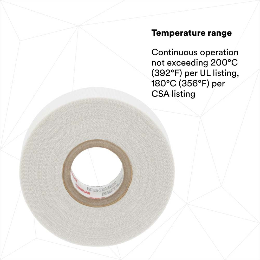 3M 69 3/4"X36YD MINI Glass Cloth Electrical Tape 69, White, 3/4 in x 36 yd (7000031350) (12 Pack) - 5