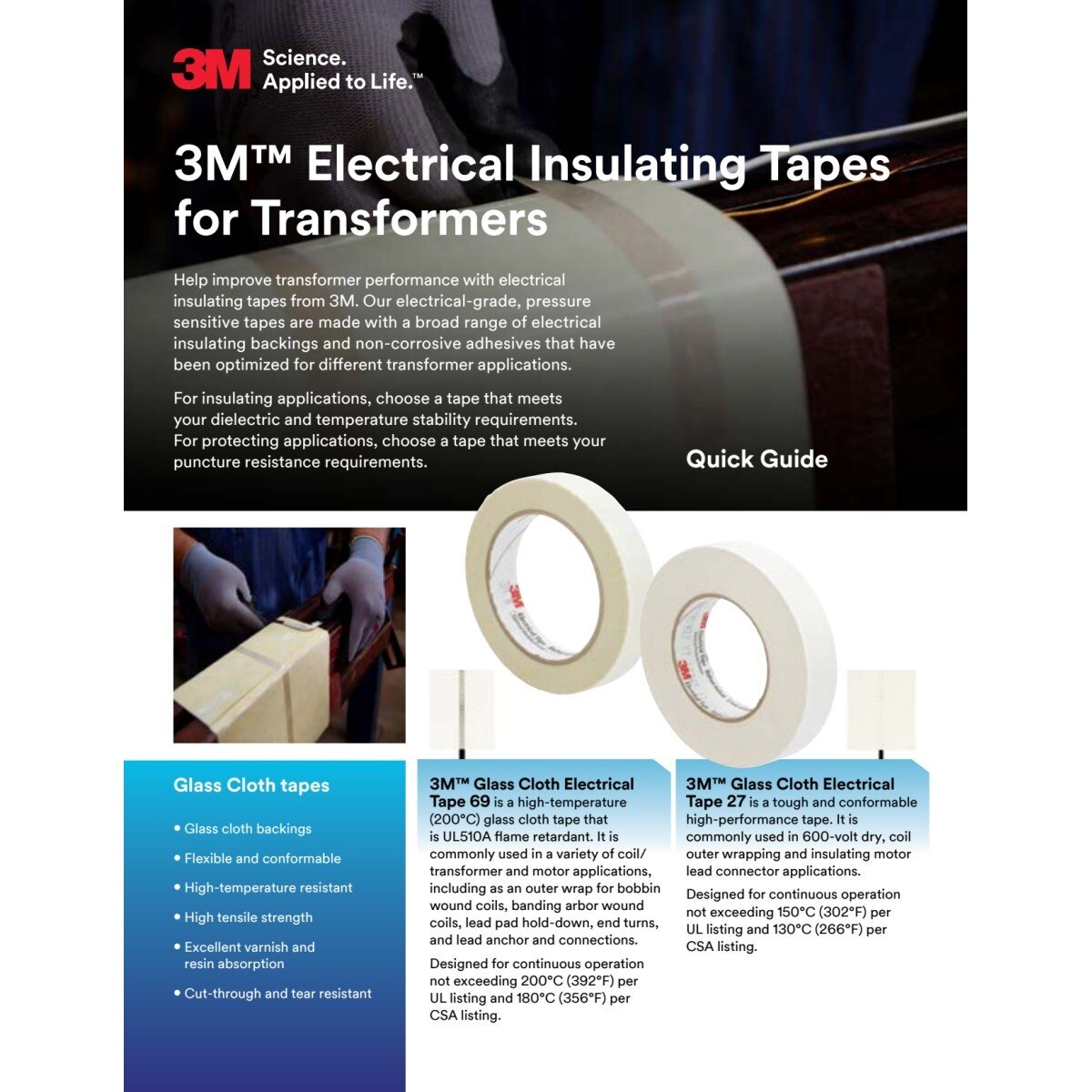 3M 69 1/2"X36YD MINI Scotch Glass Cloth Electrical Tape, Silicone Adhesive, White, 1/2 in x 36 yd (7000031352) (18 Pack) - 4