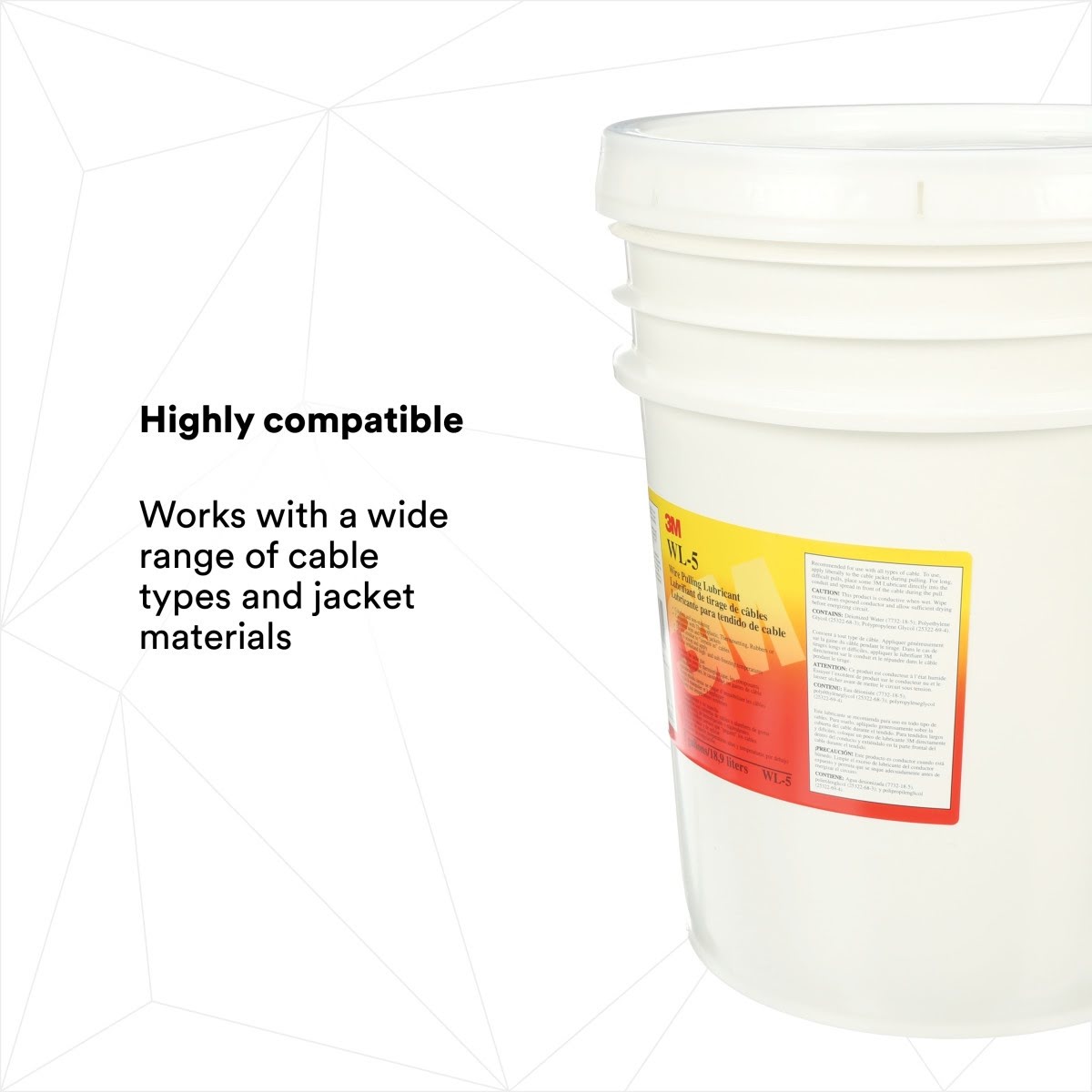 3M WL-5 Wire Pulling Lubricant Gel, Translucent White, 5 gal (7000031543) - 4