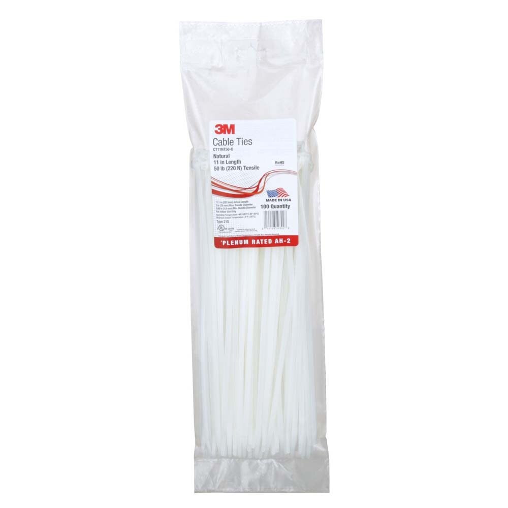 3M CT11NT50-C Cable Tie, Self-Locking, 11" 50lb Tensile Strength, (7000031856) (1000 Pack) - 4