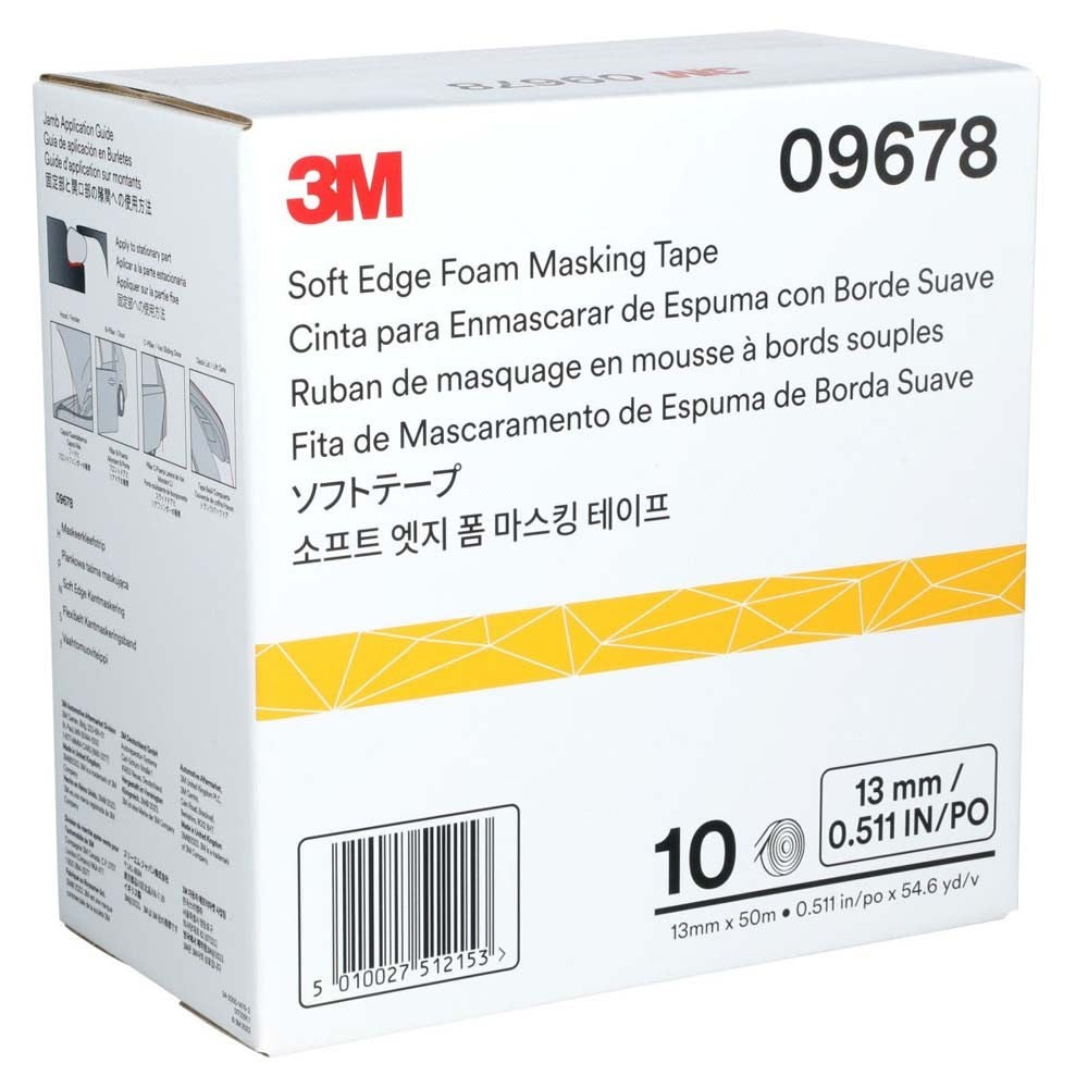 3M 09678 Soft Edge Foam Masking Tape, 1/2 in x 165 ft (7000034663) - 3
