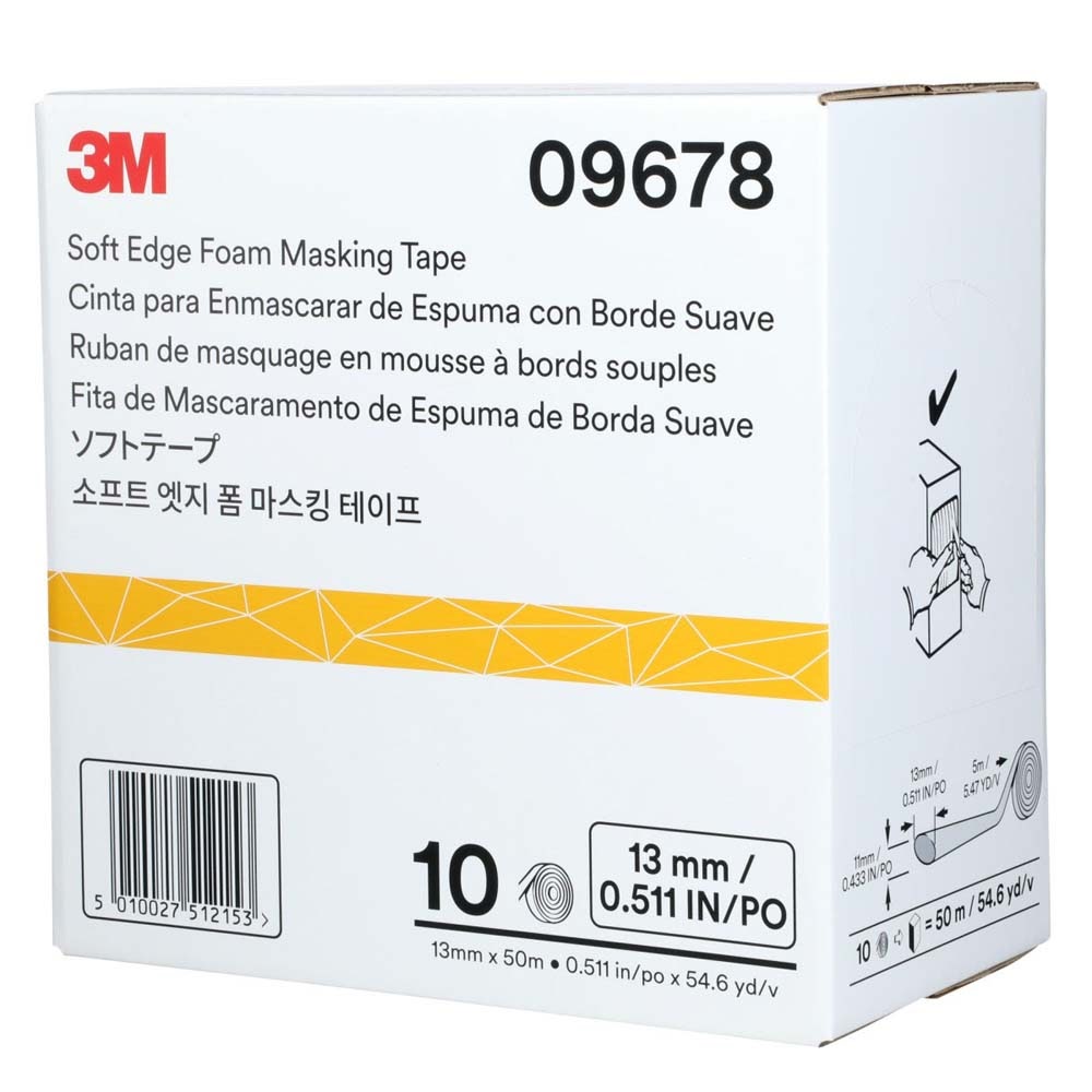 3M 09678 Soft Edge Foam Masking Tape, 1/2 in x 165 ft (7000034663) - 5