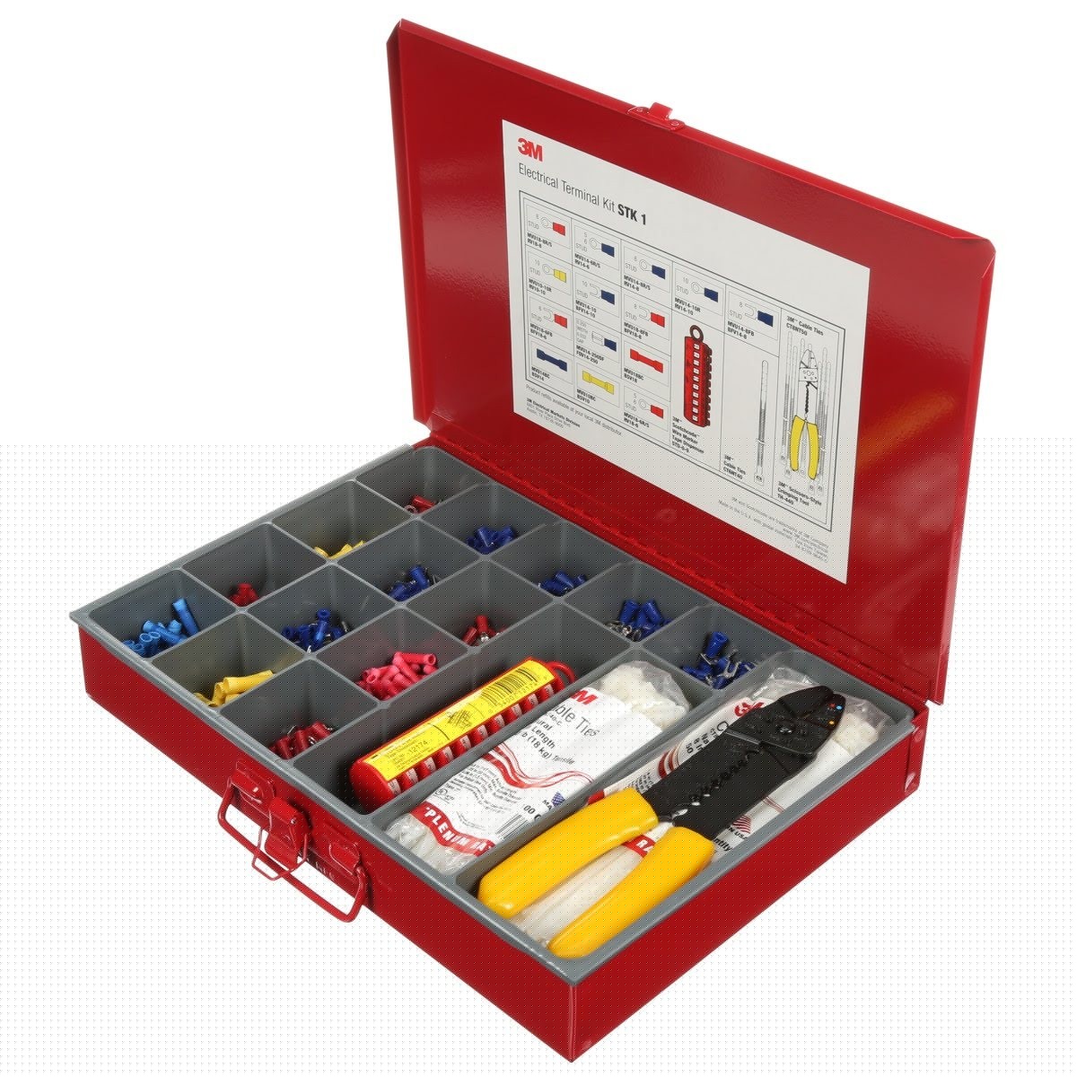3M STK-1 Durable Metal Terminal Kit with 650 Insulated Terminals, 200 Cable Ties, TH-440 Crimp Tool and STD-0-9 Tape Dispenser, Red (7000036237) - 2