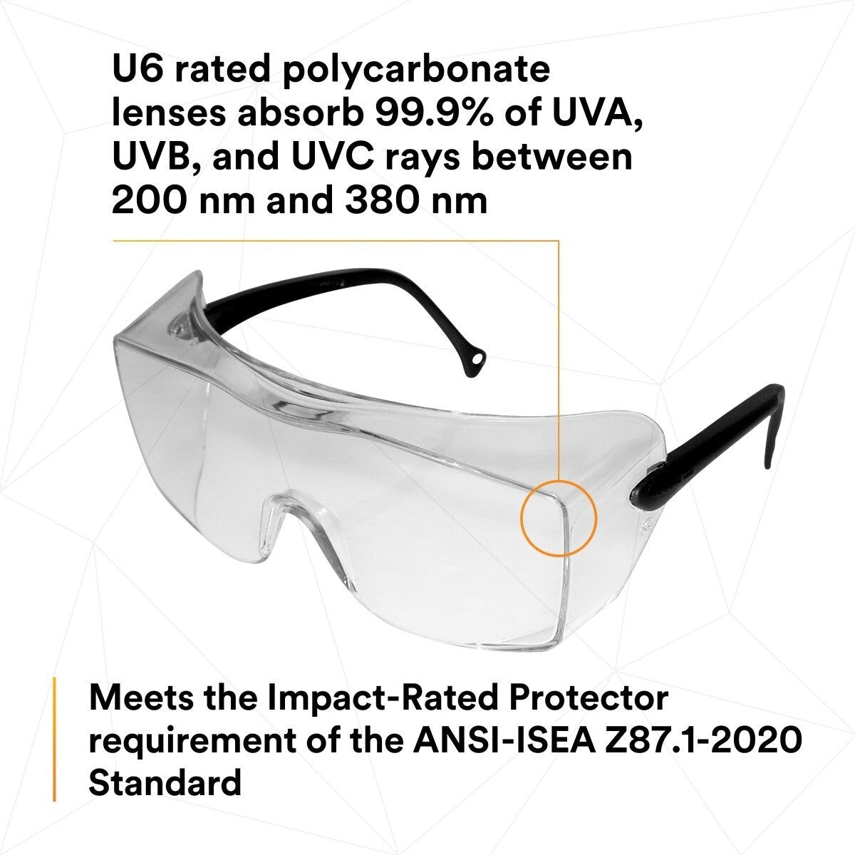 3M 12163-00000-20 OX Protective Eyewear, Clear AF Lens, Black Secure Grip Temple (7000042891) - (20Pack) - 7