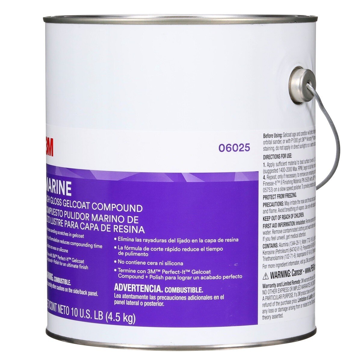 3M Marine High Gloss Gelcoat Compound, White, 10 lb (06025) (7000044932) - (4Pack) - 3