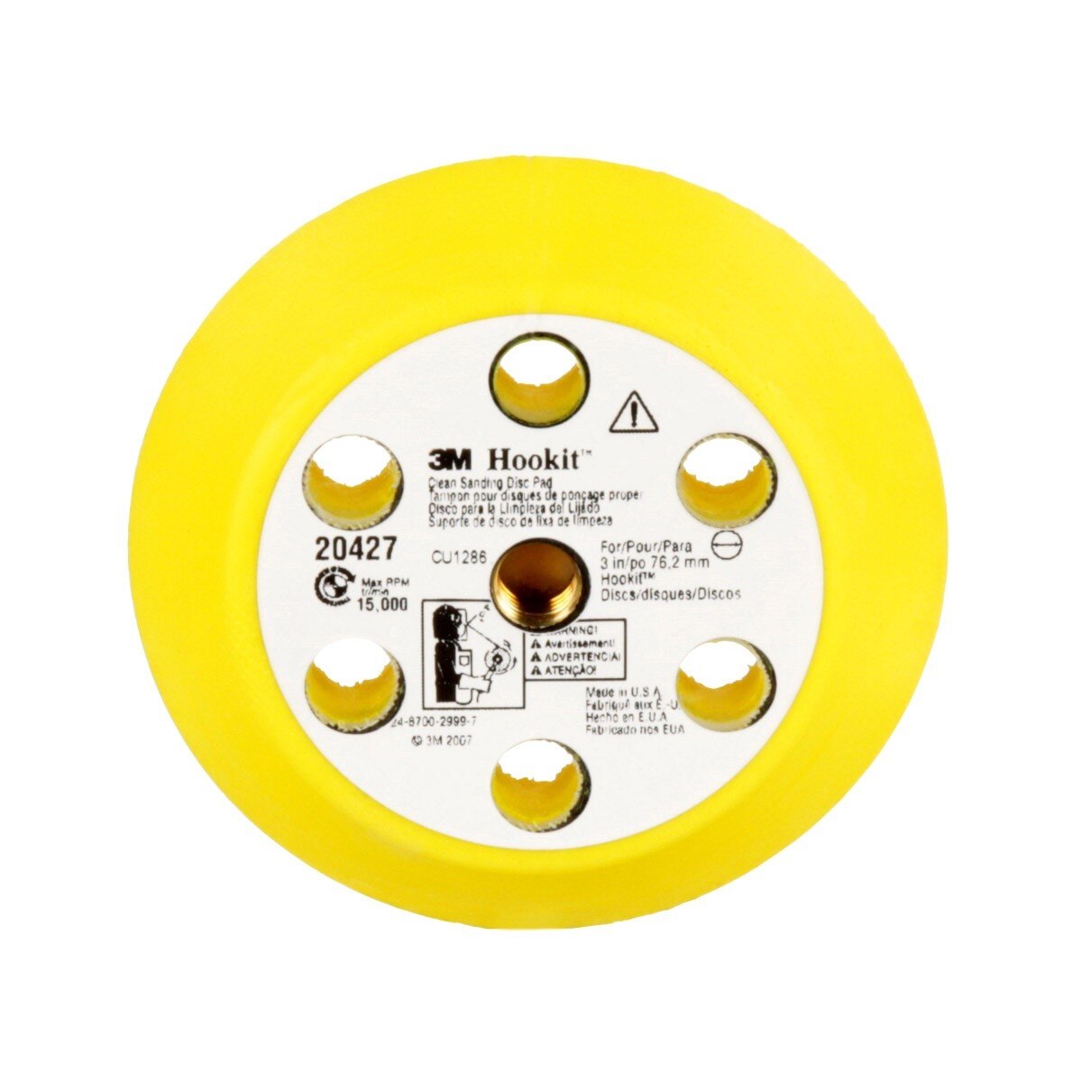 3M Hookit Clean Sanding Foam Backing Disc Pad Kit, Yellow, 3 in, Vacuum Sanding, 5 Adapters (20427) (7000045008) - (5Pack)