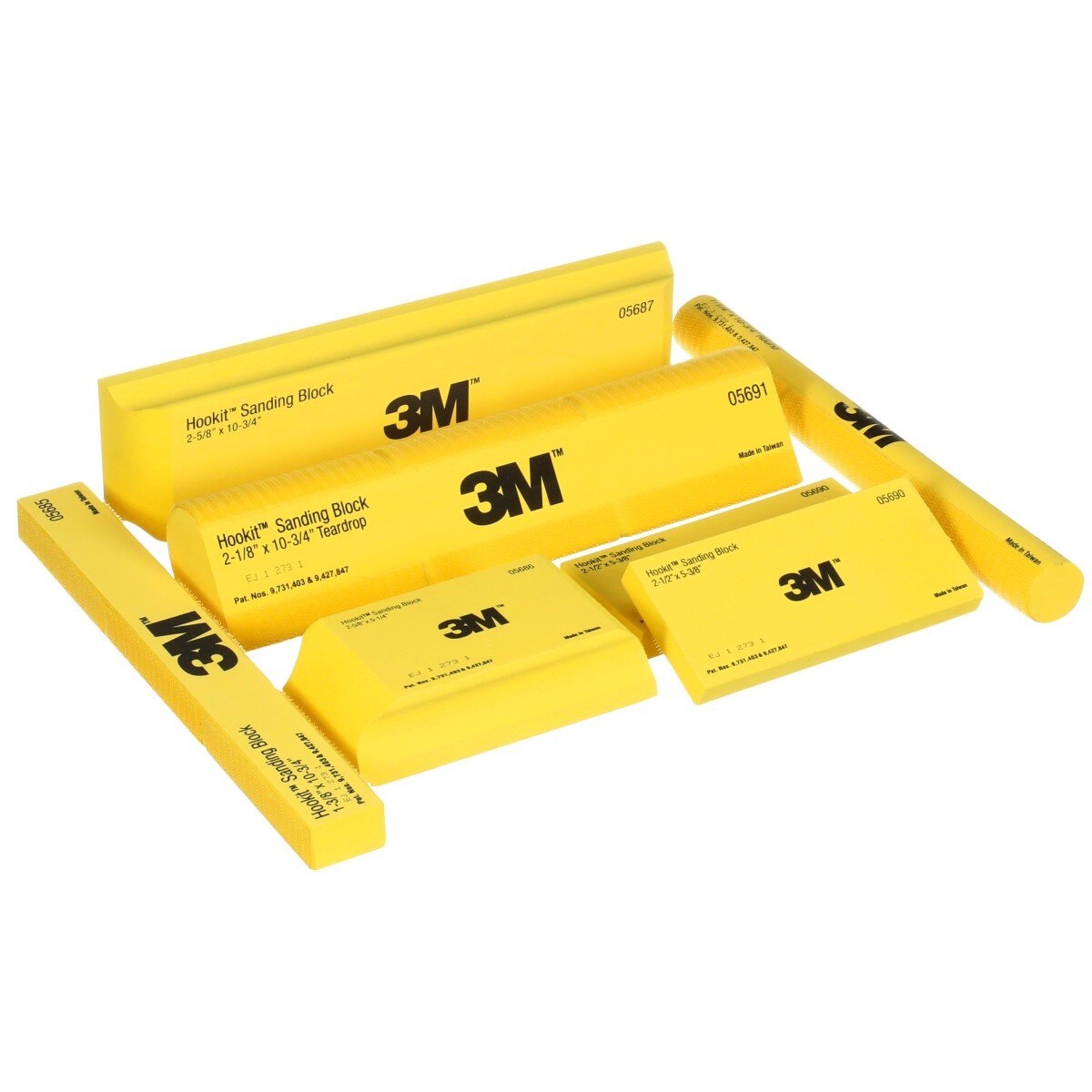 3M Hookit Sanding Block Kit, Hook and Loop, Yellow, Plastic (05684) (7000045510) - (6Pack)