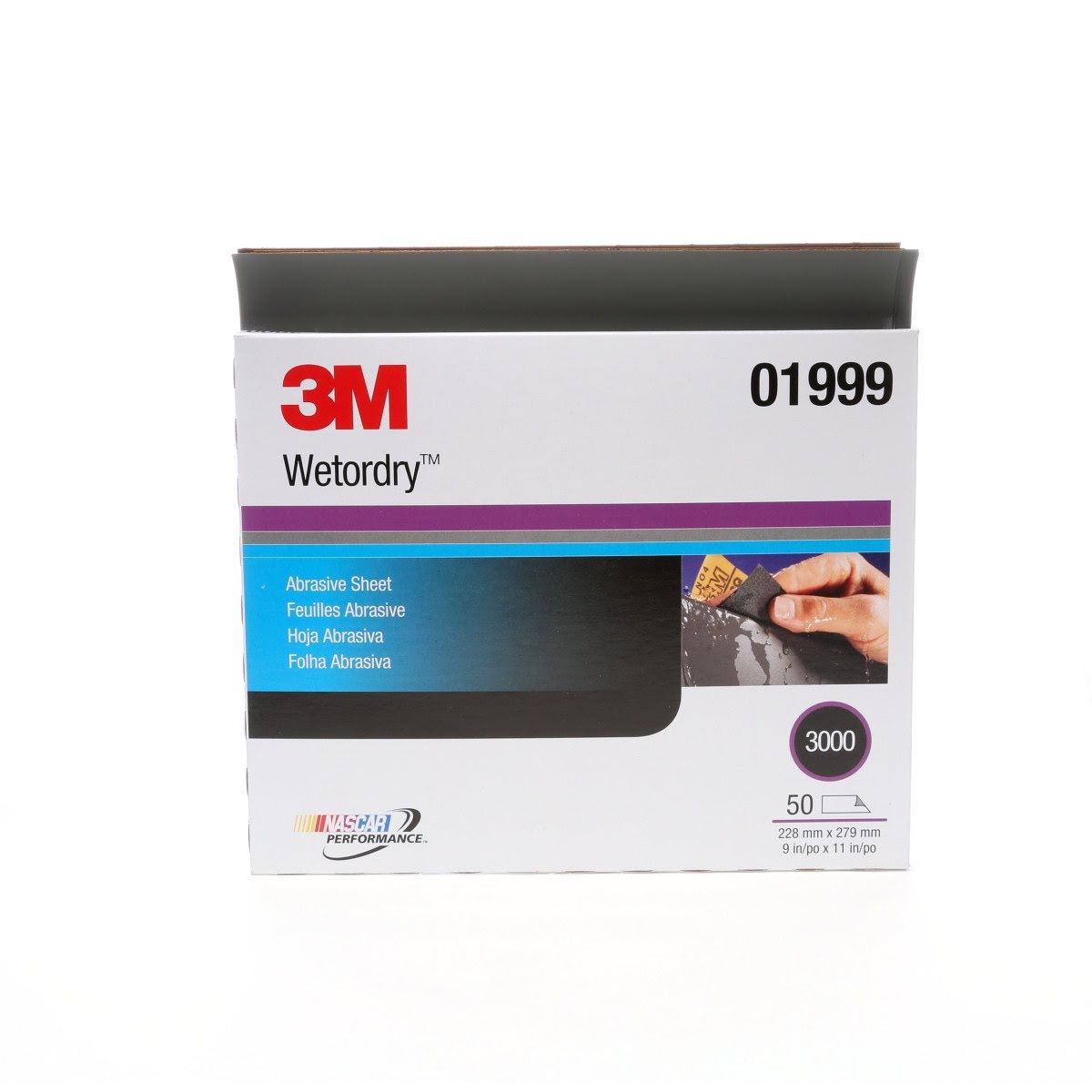 3M 401Q 01999 Abrasive Sheet, 3000 Grit, Black, Silicon Carbide, Wet Dry, 9 in x 11 in (7000045545) (250 Pack)
